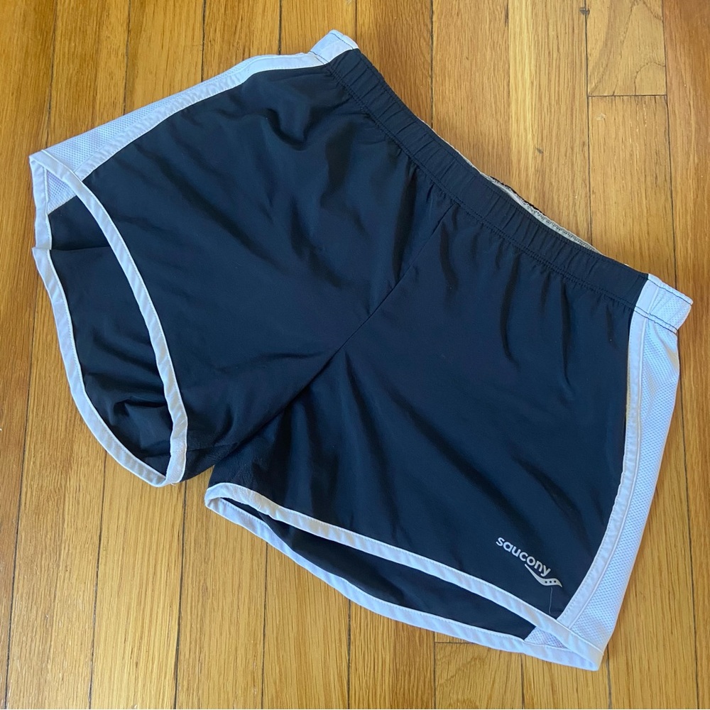 Saucony Women's Athletic Running Shorts | Size XS | Black with White Trim